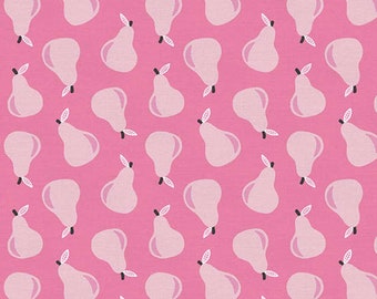 Fruit Cotton Fabric by the Yard - Fruity Pears Pink - Maja Faber for Paintbrush Studio 120-19871