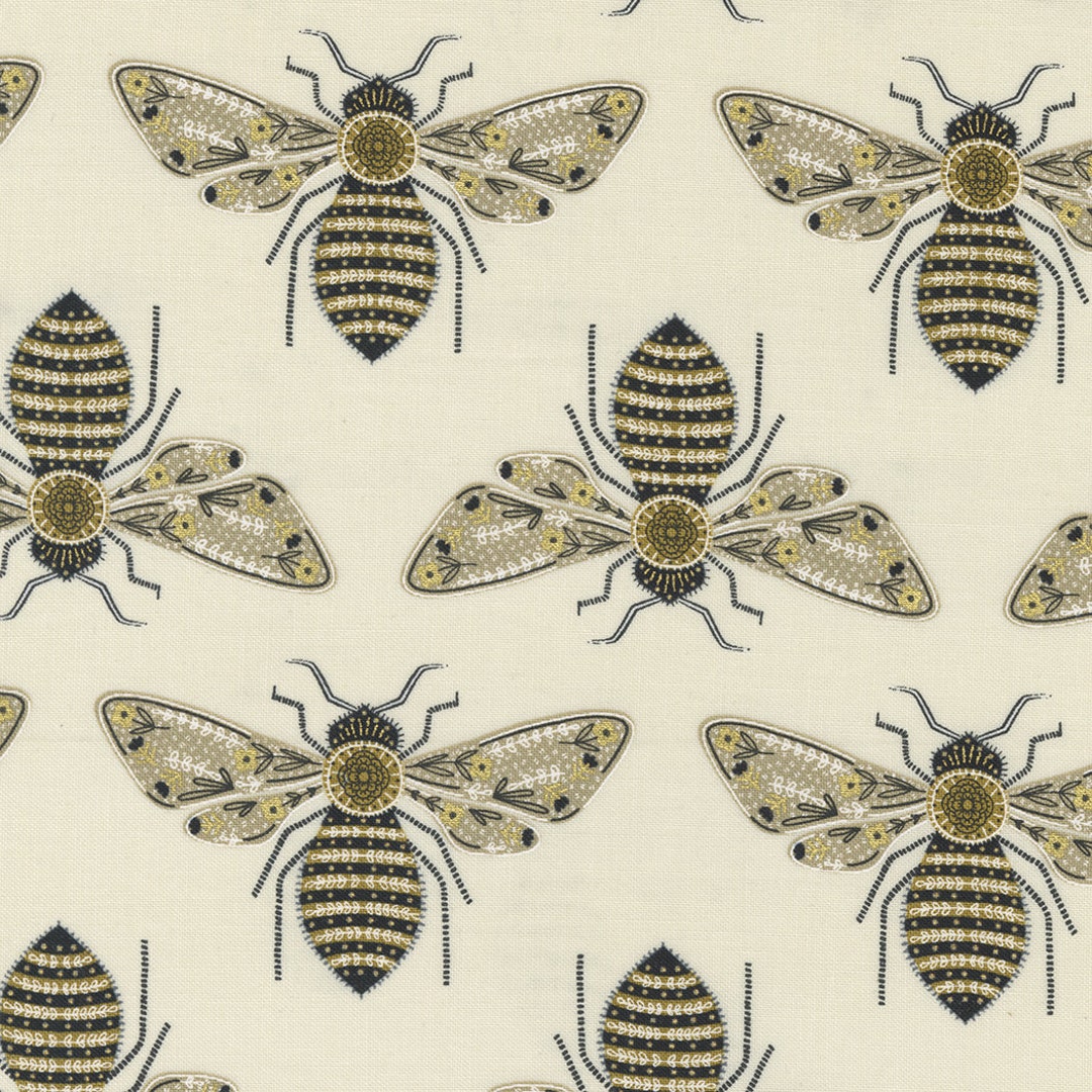Bee Cotton Fabric by the Yard Meadowmere Bee in Flight Cloud Etsy