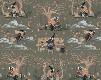 Forest Animal Cotton Fabric by the Yard - Forager Main Clover - Rae Ritchie for Dear Stella DRR3032-CLOVER