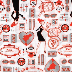 Minions Cotton Fabric by the Yard - Despicable Me Lucy and Icons Orange