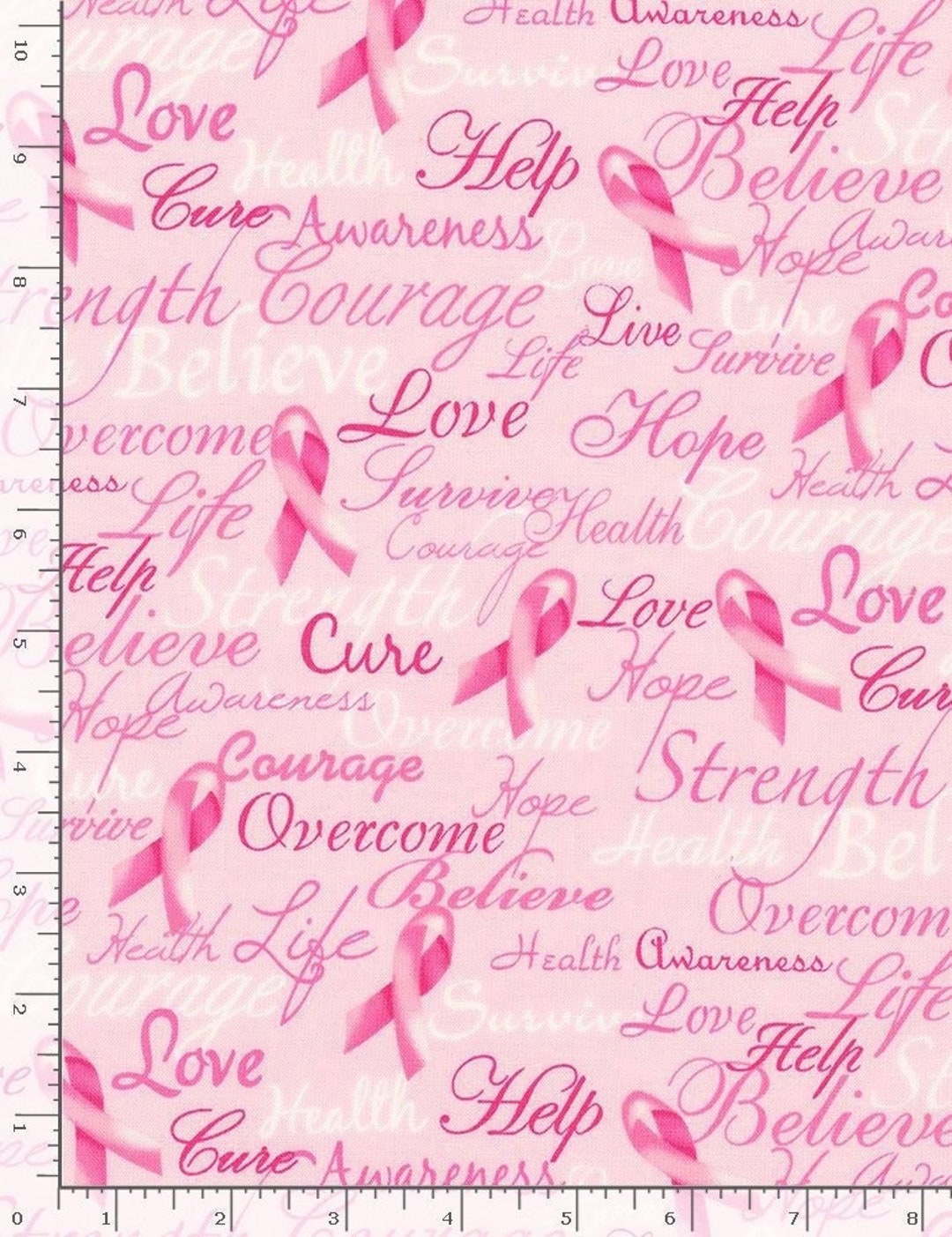 Breast Cancer Awareness Cotton Fabric by the Yard Pink Etsy