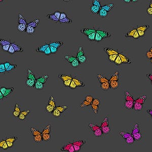 Alison Glass Cotton Fabric by the Yard - Color Wheel Butterfly Rainbow Night - Alison Glass for Andover A-1443-K