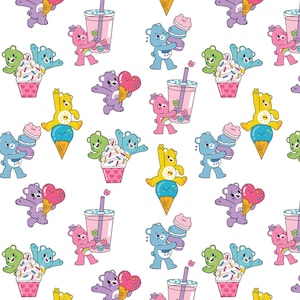 Care Bears Cotton Fabric by the Yard - Care Bears Sweet and Savory Sweet Treats White - Camelot 44010701-1