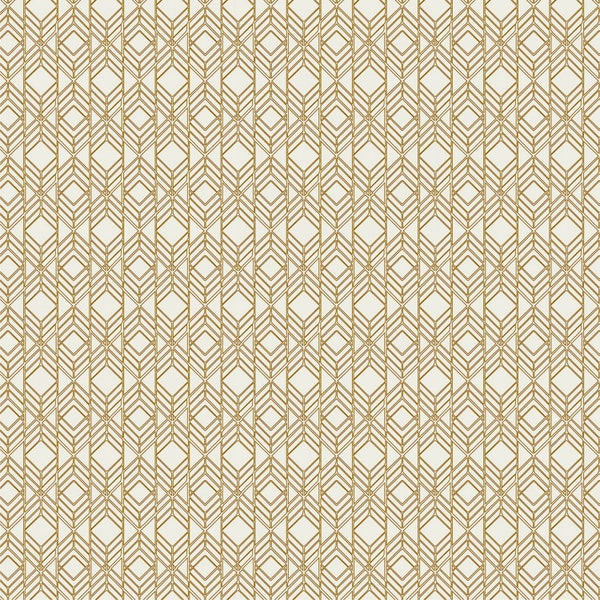 Geometric Cotton Fabric by the Yard - Leaf Filigree Gold - Windham 52356-7