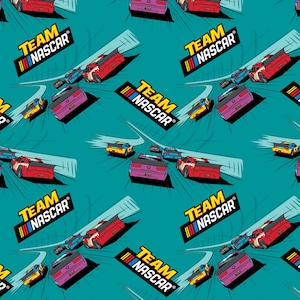 NASCAR Cotton Fabric by the Yard - Tracks Teal - Camelot 39190116-2