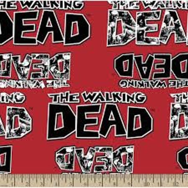 The Walking Dead Fabric by the Yard - Walking Dead Logo on Red