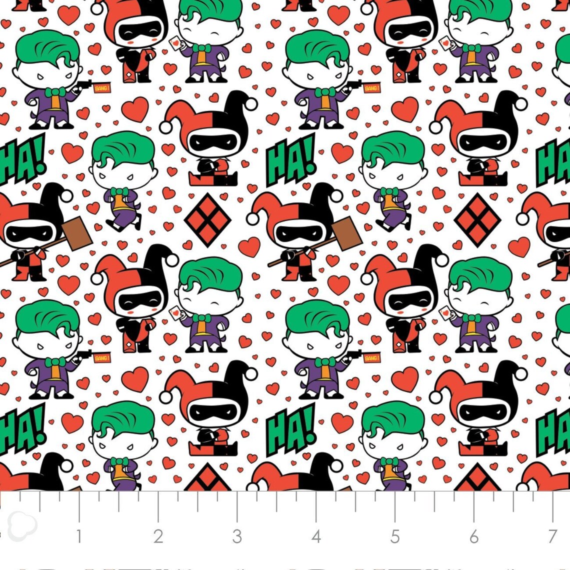 Harley Quinn & Joker Cotton Fabric by the Yard Character Etsy
