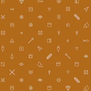 Alison Glass Cotton Fabric by the Yard - Century Prints Hopscotch Trinkets Ginger - Alison Glass for Andover CS-23-GINGER