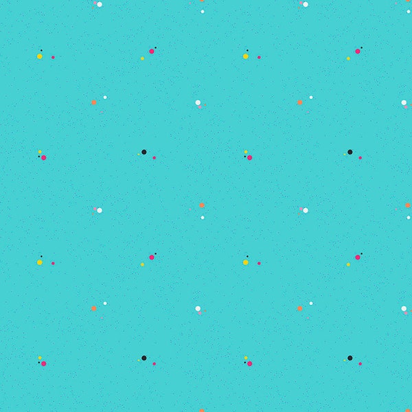 Modern Dot Cotton Fabric by the Yard - Colour Wall Dots Aqua - Riley Blake C11592-AQUA