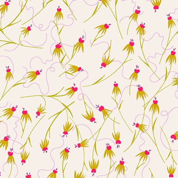 Alison Glass Cotton Fabric by the Yard - Wildflowers Coneflowers Linen - Alison Glass for Andover A-671-L