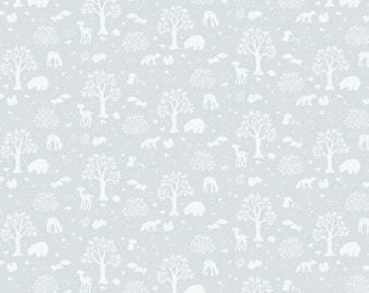 Woodland Cotton Fabric by the Yard - Forest Dreams Woodland Story Mist  - Dear Stella DNS2508-MIST