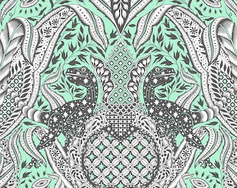 Tula Pink Dinosaur Cotton Fabric by the Yard - Tula Pink ROAR! Gift Rapt Mint - Free Spirit PWTP224.MINT