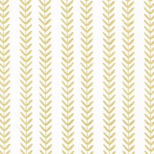 Gilded Floral Cotton Fabric by the Yard - Gilded Leaf Stripe Metallic Paper Gold - Alli K for Moda 11535-15M