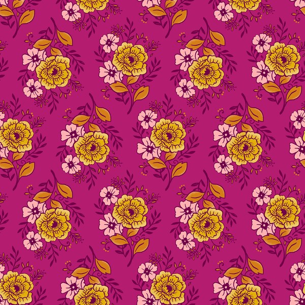 Modern Floral Cotton Fabric by the Yard - Reading Nook Heirloom Florals Berry - Sarah Watts for Ruby Star Society RS2078-13