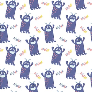 Cute Little Monsters Cotton Fabric by the Yard - Monsters Roar - The Craft Cotton Company 2686C-02