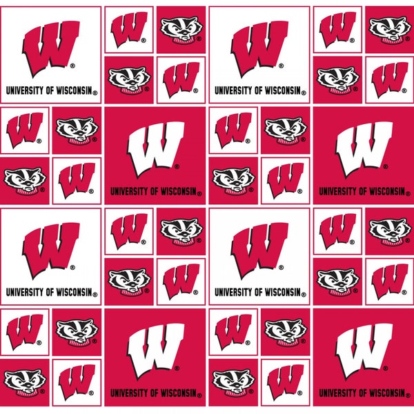 University of Wisconsin Fabric by the Yard - Box Allover #020