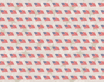 Patriotic Cotton Fabric by the Yard - We the People Star Spangled Tan - Windham Fabrics 52589-1