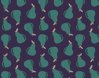 Fruit Cotton Fabric by the Yard - Fruity Pears Navy - Maja Faber for Paintbrush Studio 120-19874