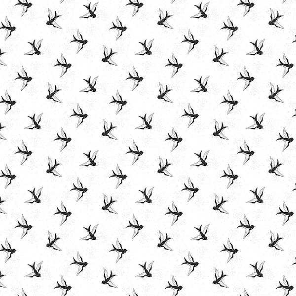 Bird Cotton Fabric by the Yard - Blue Jean Bird Off White - Christopher Thompson for Riley Blake C12724-OFFWHITE