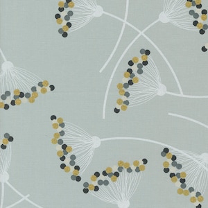 Zen Chic Modern Cotton Fabric by the Yard - Shimmer Blossom Silver Metallic - Zen Chic for Moda 1840-13M