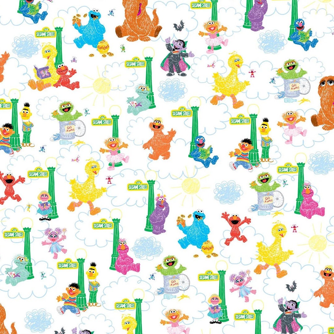 Sesame Street Cotton Fabric by the Yard Vertical Character Etsy