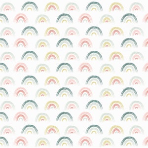 Rainbow Cotton Fabric by the Yard - Blossom and Grow Rainbows Multi - Studio E 6097-1