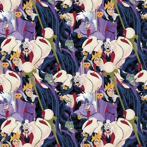 Disney Cotton Fabric by the Yard - Disney Villains Mayhem Party of Villains Multi - Camelot 85130801-1