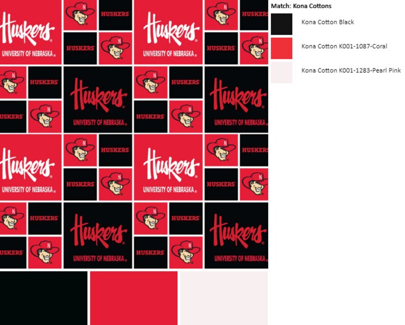 University of Nebraska Fabric by the Yard Box Allover #020