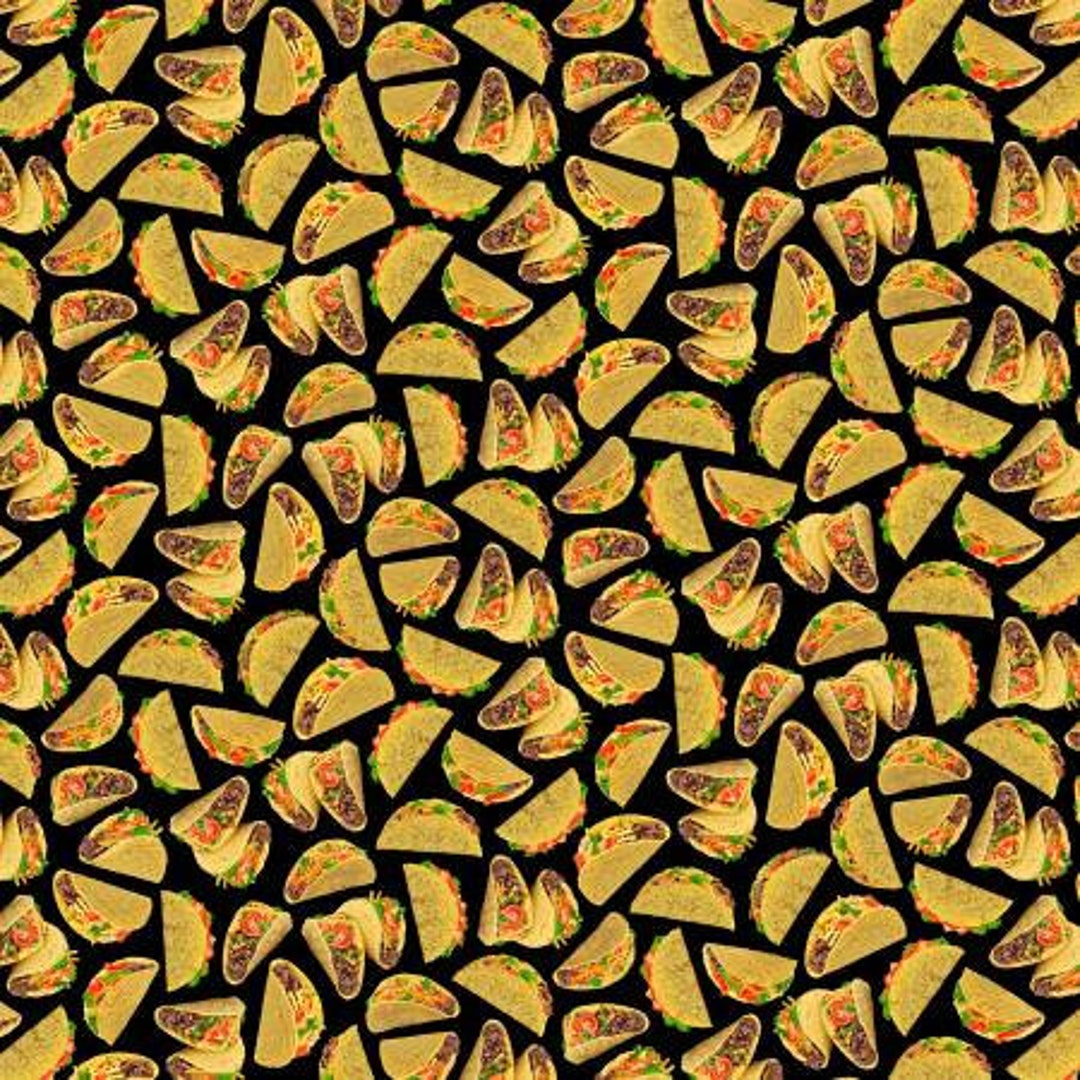 Taco Cotton Fabric by the Yard - in Queso Emergency Delicious Hard ...