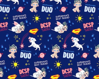 League of Superpets Cotton Fabric by the Yard - DC Comics Early Days Navy - Camelot 23440112-2