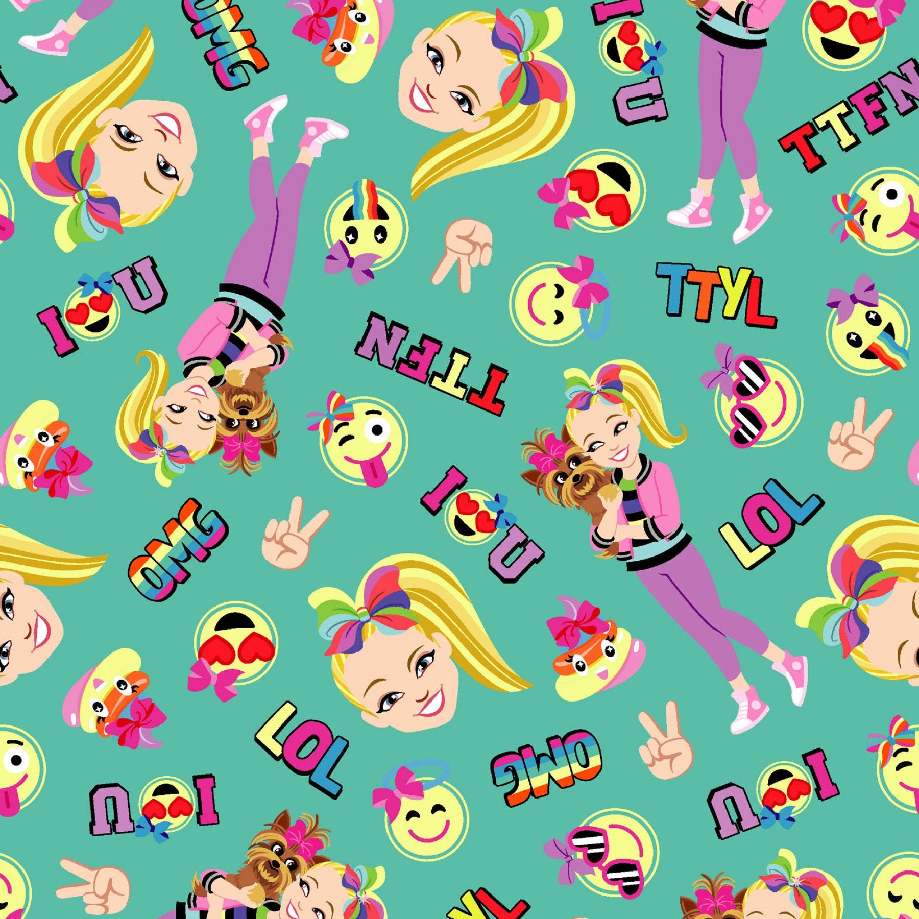 Jojo Siwa Fabric by the Yard Jojo Bow Bow Emoji Friends - Etsy