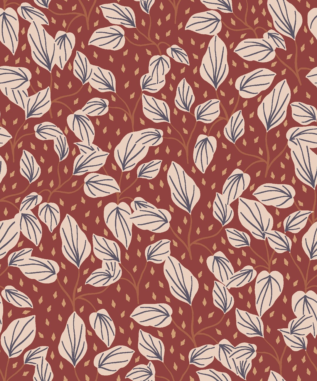 Nature Cotton Fabric by the Yard Magic of Yosemite Leaf Fall Brick Red
