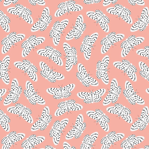 Spotted Cotton Fabric by the Yard - Spotted Butterflies Salmon - Riley Blake C10841-SALMON