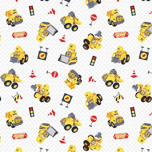 CAT Junior Crew Cotton Fabric by the Yard - CAT Junior Crew Toys White - Riley Blake C11472-WHITE