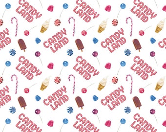 Candy Land Cotton Fabric by the Yard - Hasbro Gaming Treats White - Camelot 95070303-1