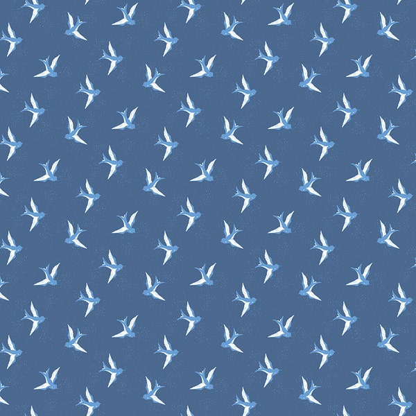 Bird Cotton Fabric by the Yard - Blue Jean Bird Denim - Christopher Thompson for Riley Blake C12724-DENIM