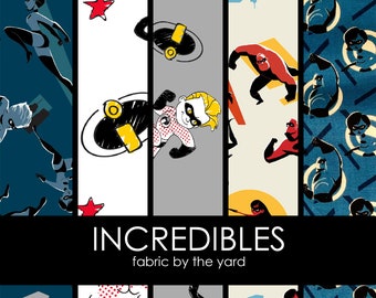 The Incredibles Cotton Fabric by the Yard - choice of 4 fabrics