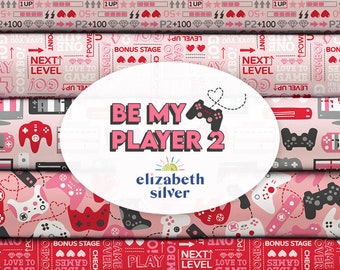 Video Game Cotton Fabric by the Yard - Be My Player 2 by Elizabeth Silver for Camelot