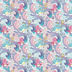 Care Bears Cotton Fabric by the Yard - Care Bears Mer Bears Main Pink - Camelot 44010801-3