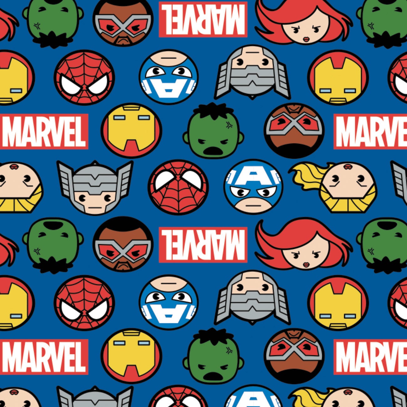 Cotton Fabric - Character Fabric - Marvel Kawaii Spiderman Young Superhero  Red - 4my3boyz Fabric
