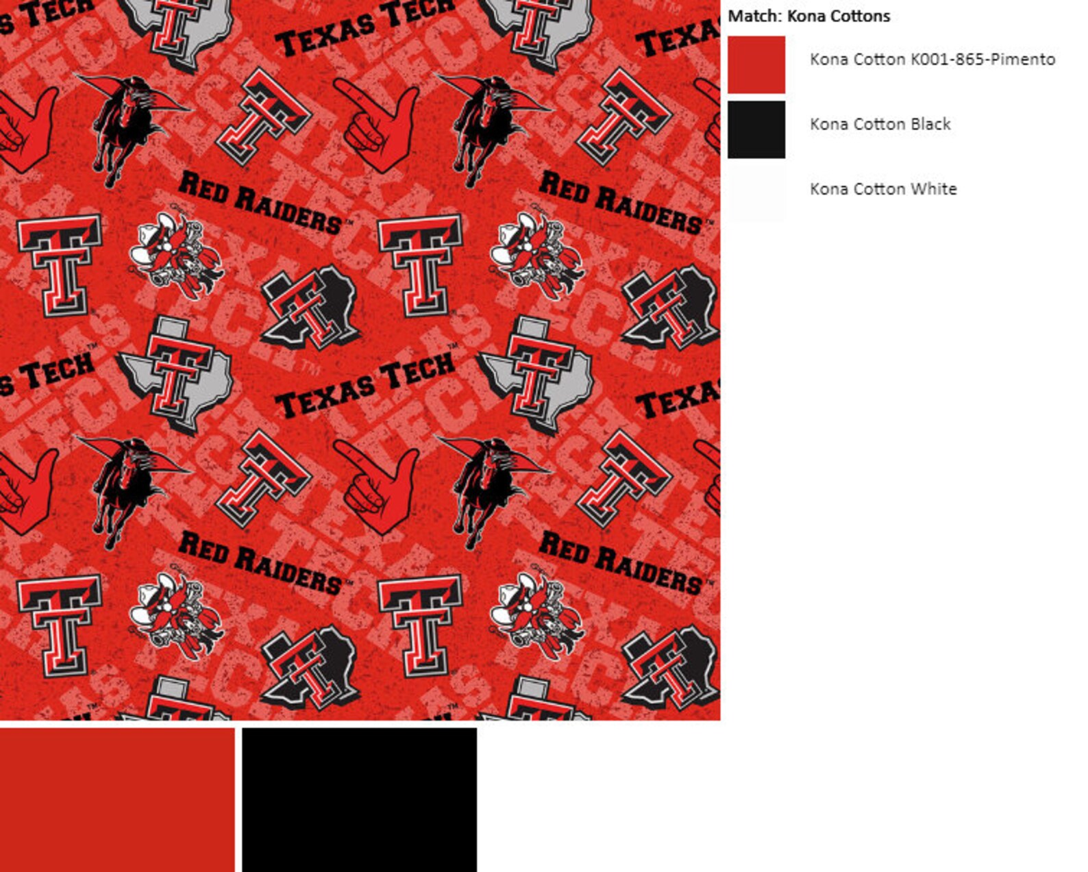 Texas Tech University Fabric by the Yard Tone on Tone 1178 Etsy