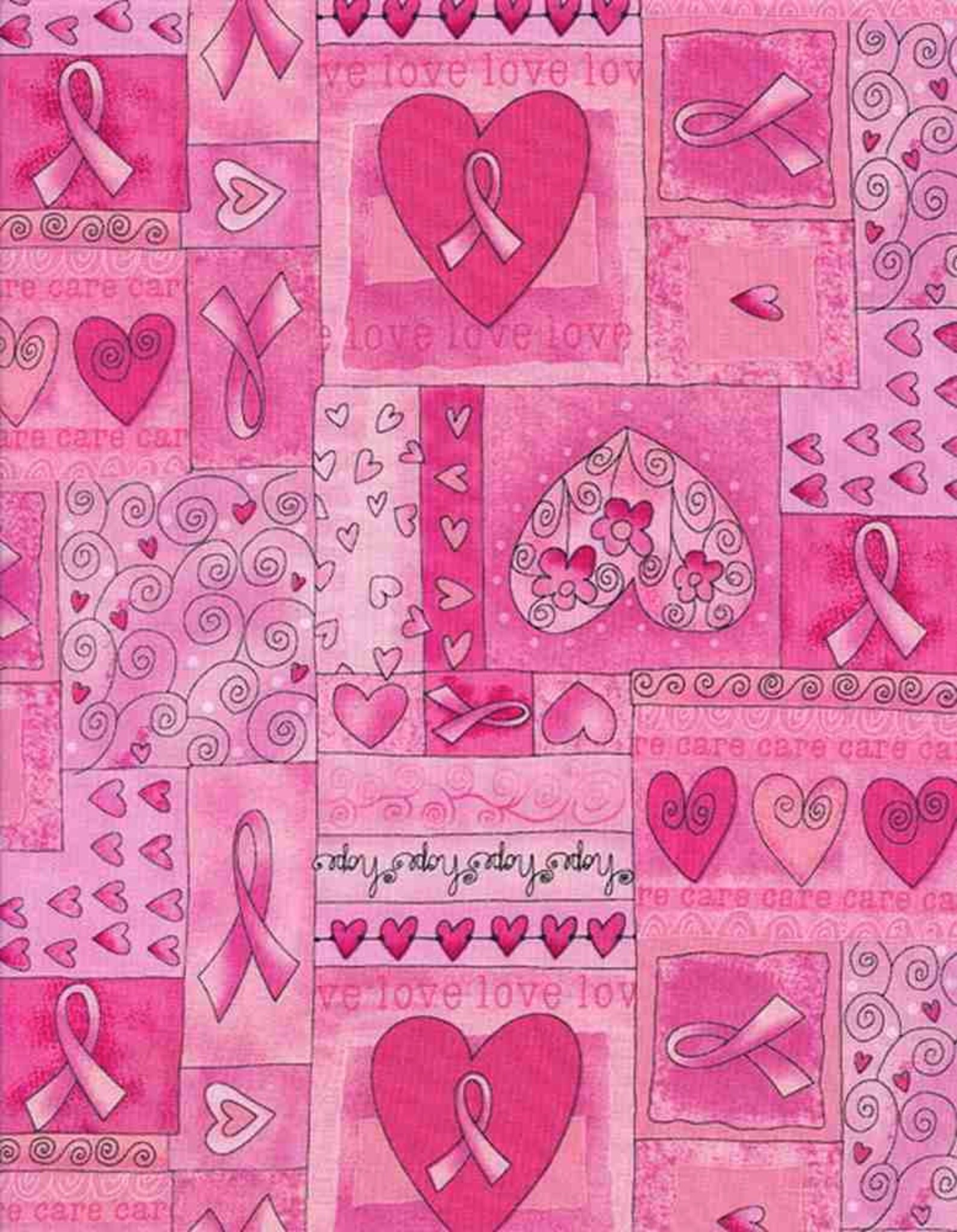 Breast Cancer Awareness Cotton Fabric by the Yard Pink Etsy