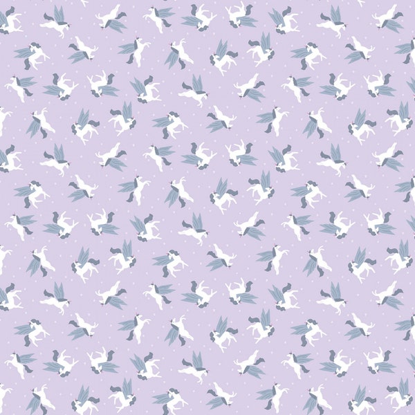 Unicorn Cotton Fabric by the Yard - Make a Little Magic Unicorns Lilac - Dear Stella D2335LILAC