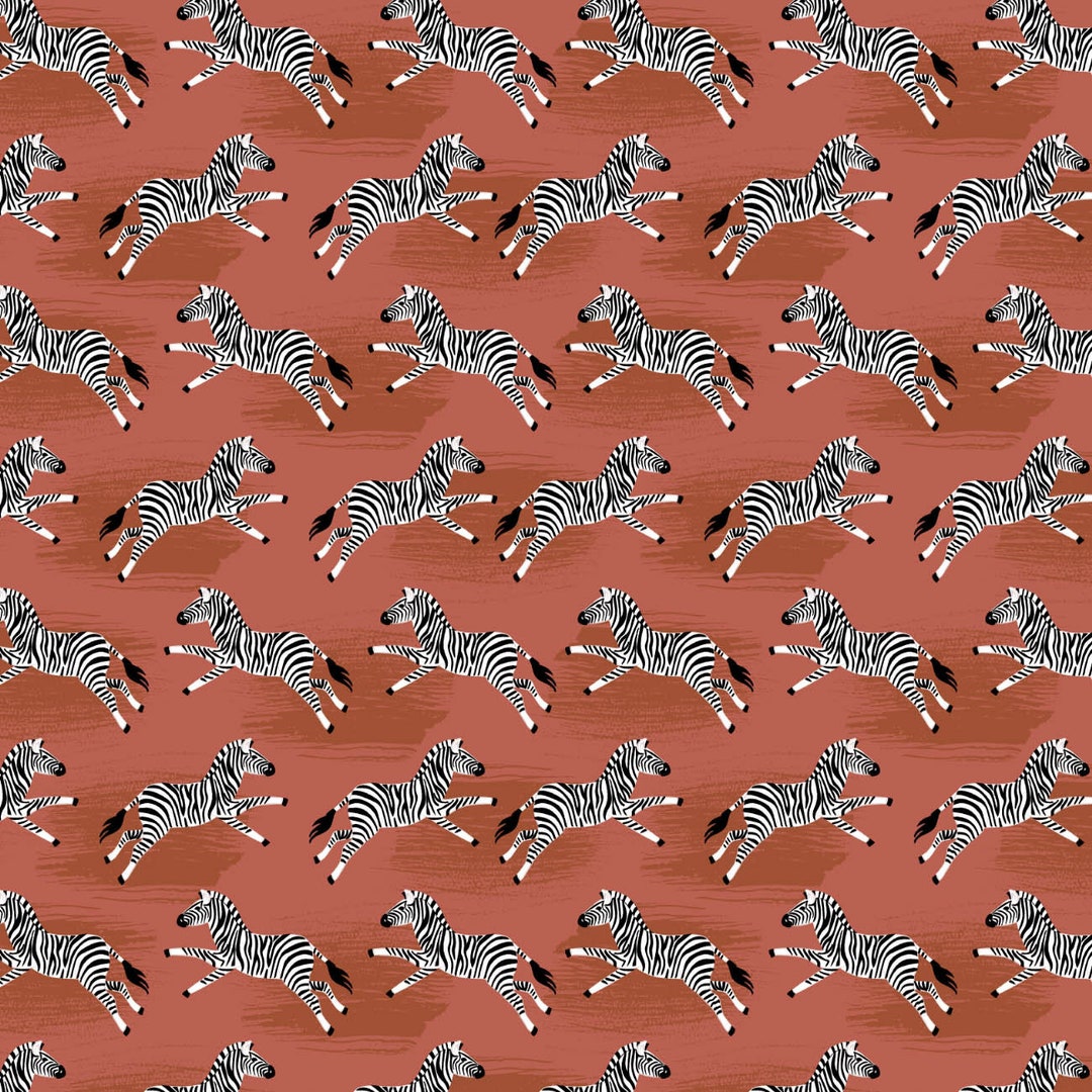 Zebra Cotton Fabric by the Yard Ubud Zebras Brown Camelot 502206011 Etsy