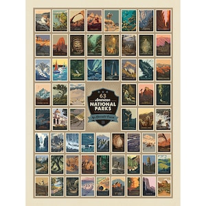 U.S. National Parks - 63 American National Parks Cotton Fabric Panel - Riley Blake PD13303-PANEL