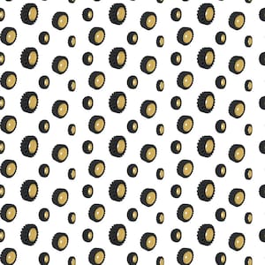 CATERPILAR Cotton Fabric by the Yard - CAT Tires White - Riley Blake C9104-WHITE