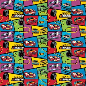 NASCAR Cotton Fabric by the Yard - NASCAR III Collection Dynamic Racers Multi - Camelot 39220101-1