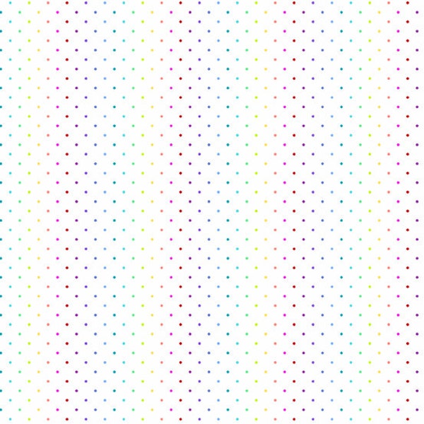 Rainbow Cotton Fabric by the Yard - Rainbow Wonderland Mini Dot White - Andover A-330-L