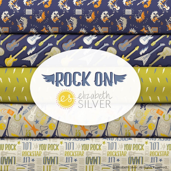 Guitar Cotton Fabric by the Yard - Rock On Collection by Camelot