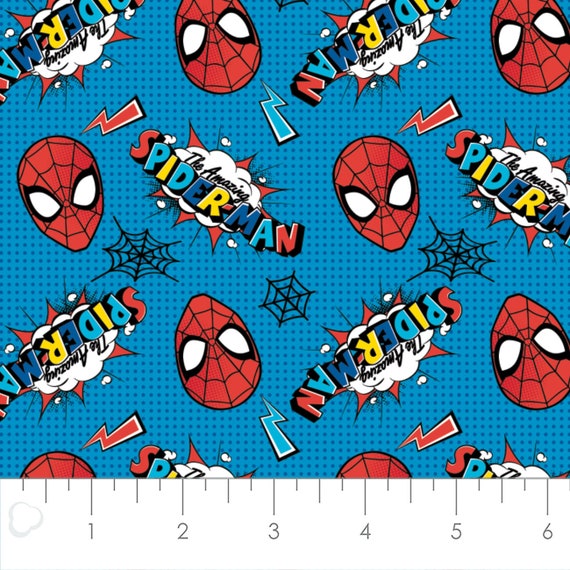 Spider-Man Fabric by the Yard - Marvel Kawaii Spider-Man Logo and Head Toss  - Camelot 13080029-6